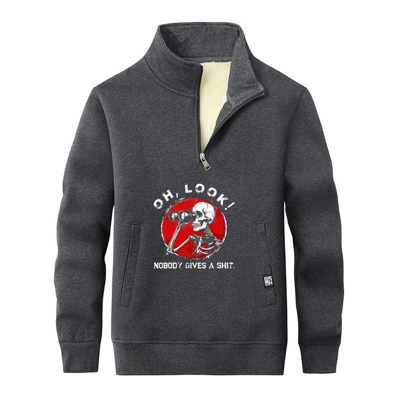 Colorful Oh Look Skeleton Stand Collar Zip Sweatshirt