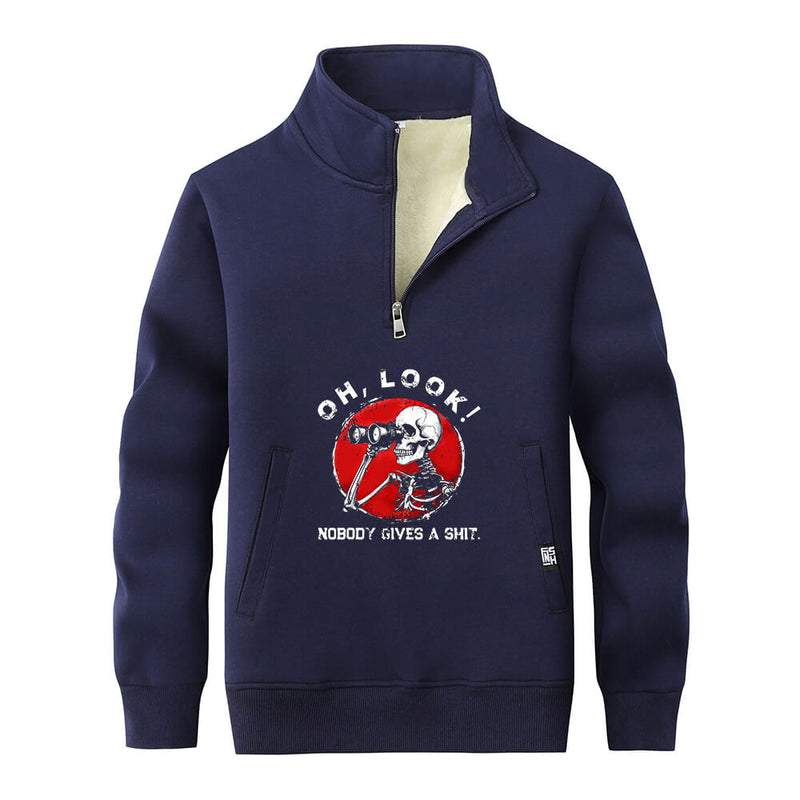 Colorful Oh Look Skeleton Stand Collar Zip Sweatshirt