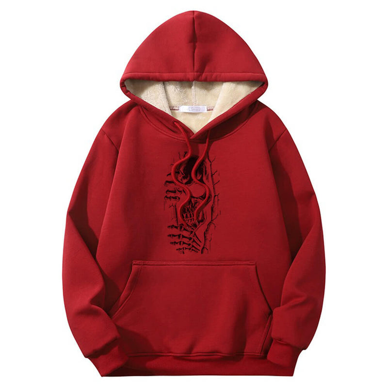 Colorful Peeking Skull Crew Collar Hoodie