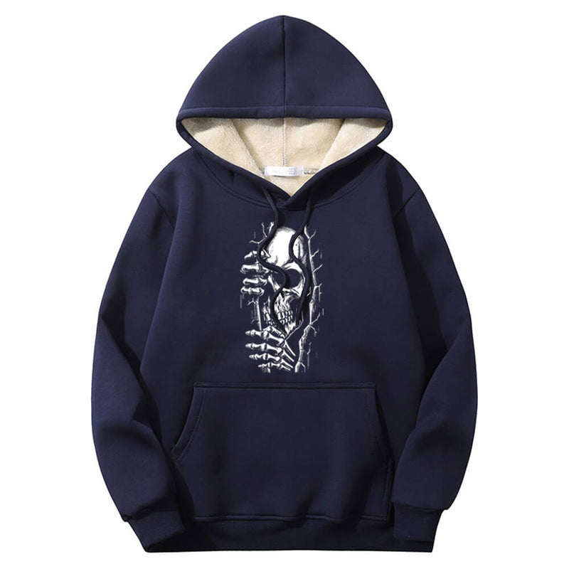 Colorful Peeking Skull Crew Collar Hoodie