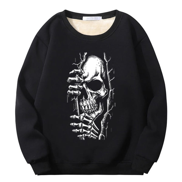 Colorful Peeking Skull Crew Collar Sweatshirt 01 | Gthic.com