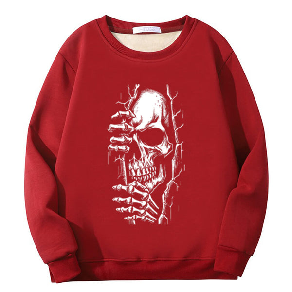 Colorful Peeking Skull Crew Collar Sweatshirt 02 | Gthic.com