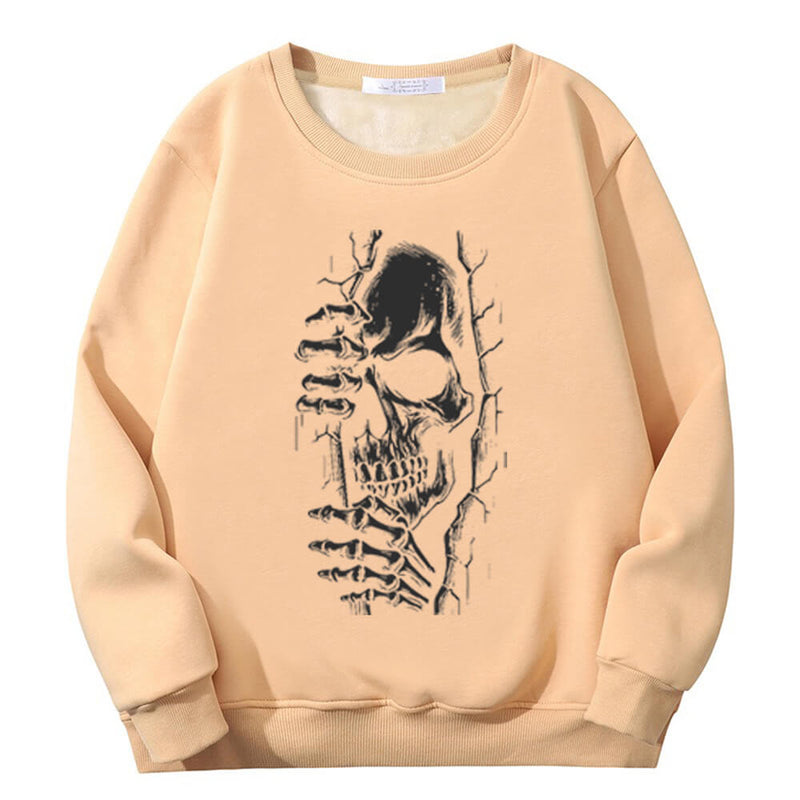 Colorful Peeking Skull Crew Collar Sweatshirt