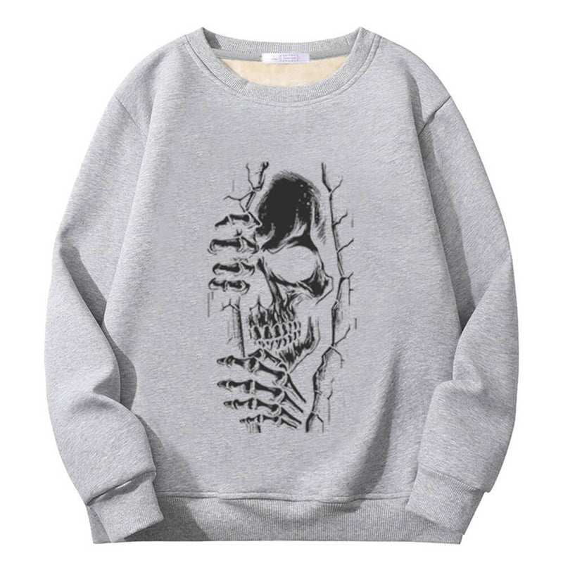 Colorful Peeking Skull Crew Collar Sweatshirt