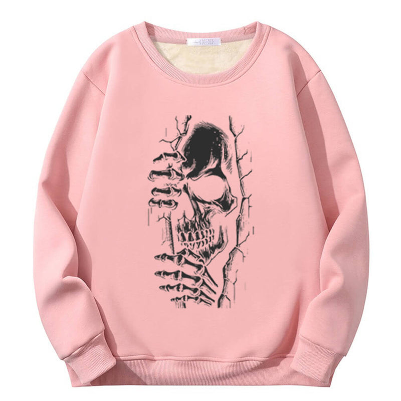 Colorful Peeking Skull Crew Collar Sweatshirt