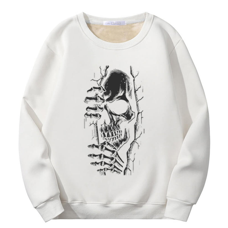 Colorful Peeking Skull Crew Collar Sweatshirt