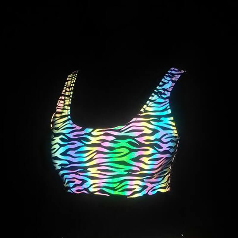 Colorful Rave Polyester Reflective Bikini Set