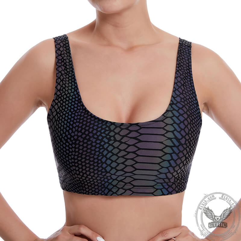 Colorful Rave Polyester Reflective Bikini Set