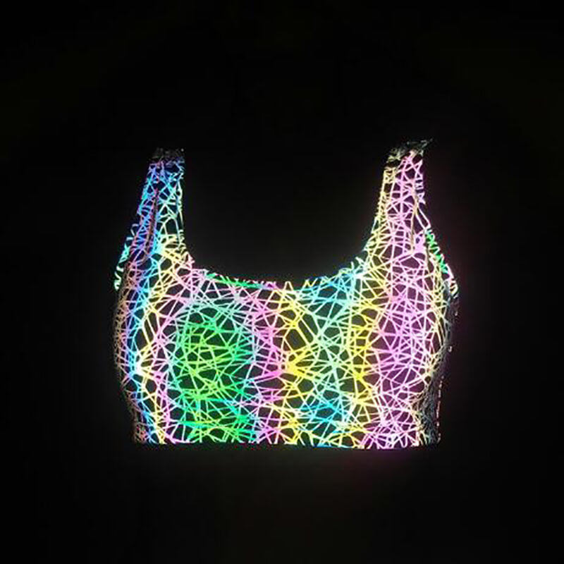 Colorful Rave Polyester Reflective Bikini Set