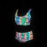 Conjunto de bikini reflectante de poliéster Rave colorido