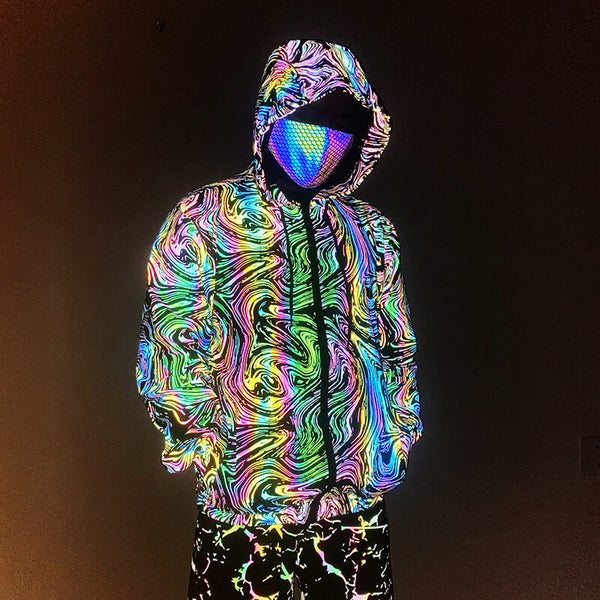 Colorful Reflective Polyester Techwear Jacket | Gthic.com