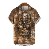 Colorful Skull Head Print Polyester Hawaiian Shirt | Gthic.com