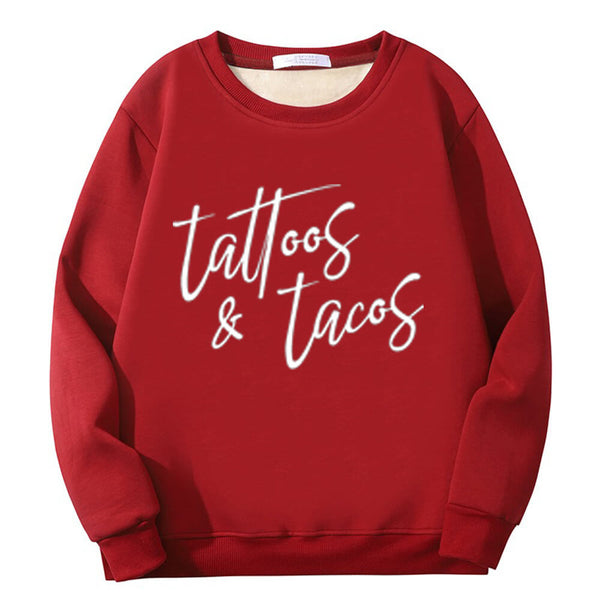 Colorful Tattoos And Tacos Crew Collar Sweatshirt 01 | Gthic.com