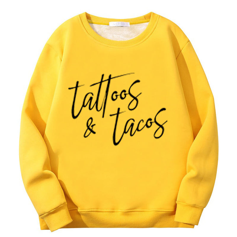 Colorful Tattoos And Tacos Crew Collar Sweatshirt