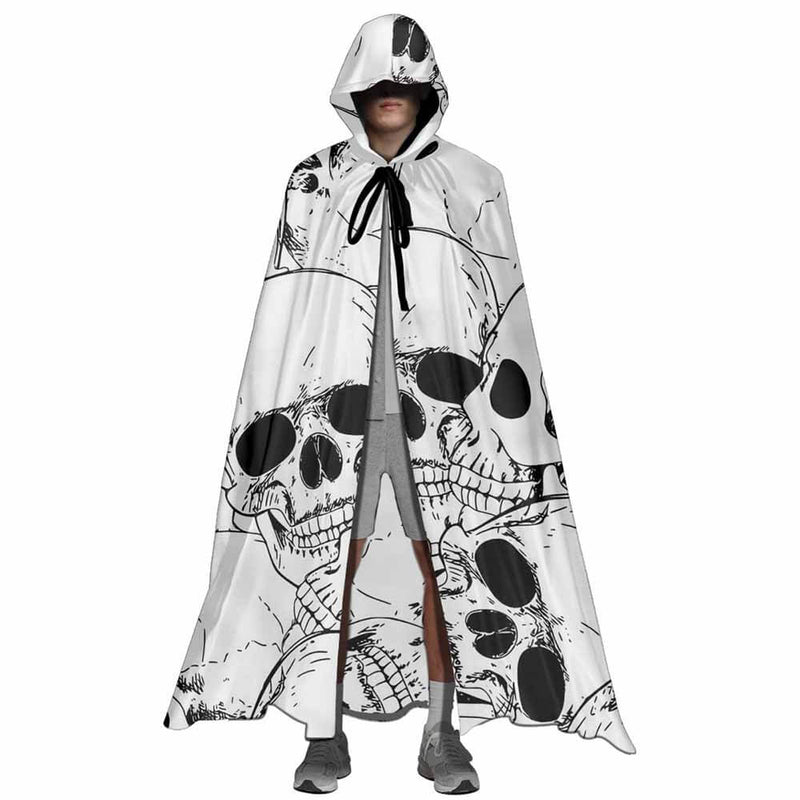 Comics Skull Strap Print Hooded Cape | Gthic.com