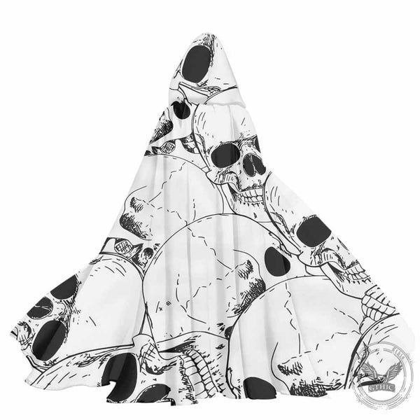 Comics Skull Strap Print Hooded Cape | Gthic.com