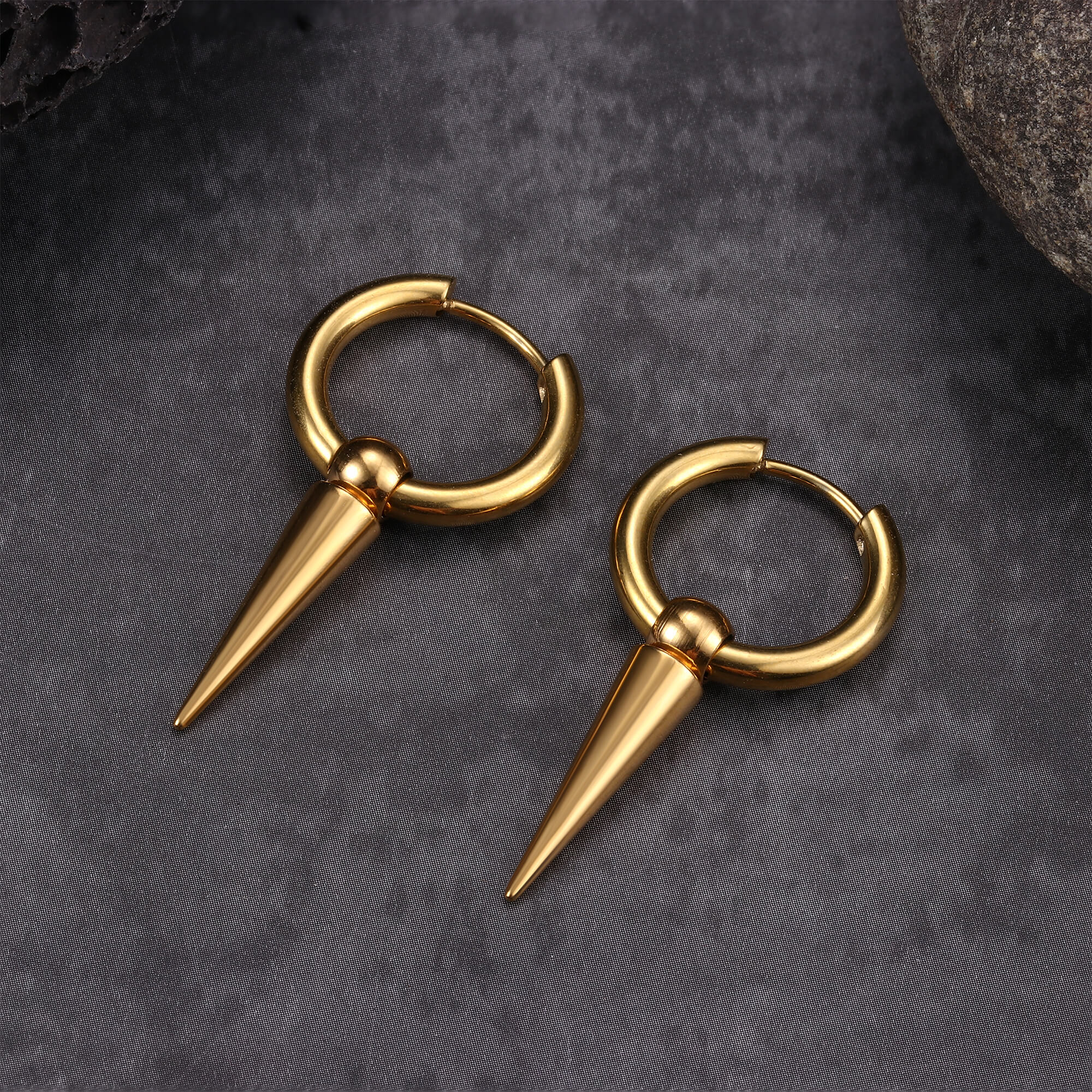 Conical Drop Stainless Steel Hoop Earrings | Gthic.com