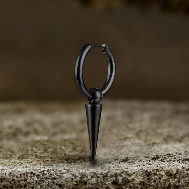 Conical Drop Stainless Steel Hoop Earrings | Gthic.com