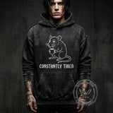 Constantly Tired Rat Holding Cup Vintage Washed Hoodie | Gthic.com