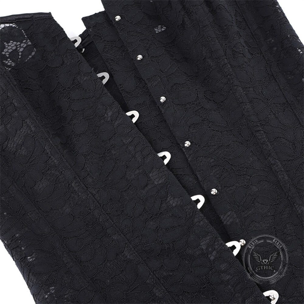 Court-Style Black Cinched Waist Strapless Corset