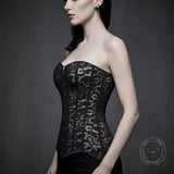 Court-Style Black Cinched Waist Strapless Corset | Gthic.com