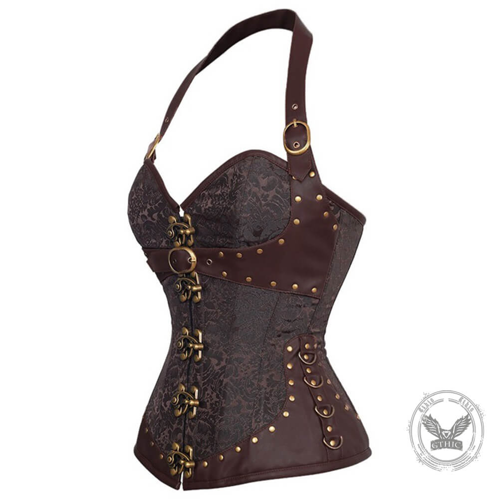 Court-Style Gothic 12 Steel-Boned Halter Corset