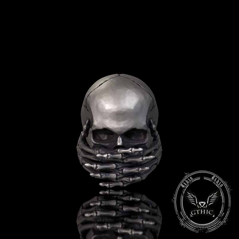 Cover Mouth Skull Sterling Silver Gothic Ring 01 | Gthic.com