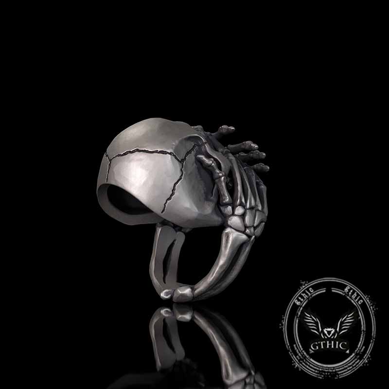 Cover Mouth Skull Sterling Silver Gothic Ring