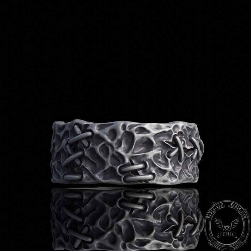 Crack Sew Knot Sterling Silver Ring