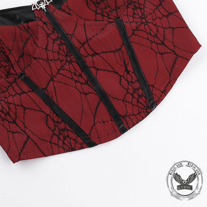 Cracked Bat Pendant Goth Strap Crop Top