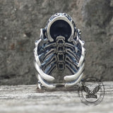 Cracked Skull Eight Tentacles Sterling Silver Gothic Ring