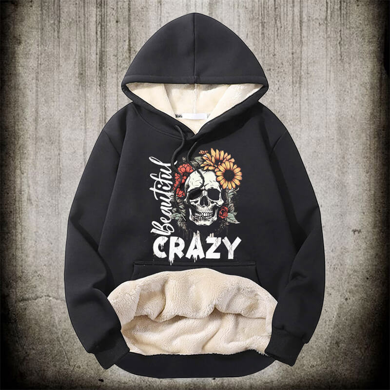 Crazy Flower Sugar Skull Fleece Hoodie | Gthic.com