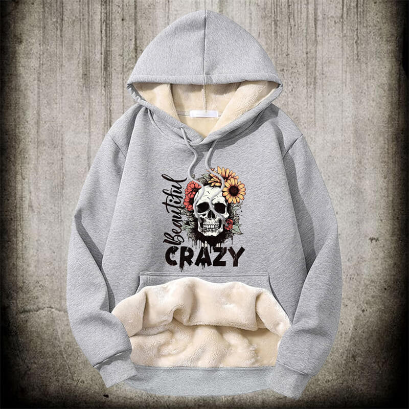 Crazy Flower Sugar Skull Fleece Hoodie | Gthic.com