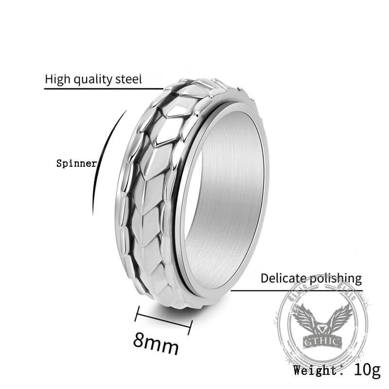 Creative Dragon Scale Stainless Steel Spinner Ring