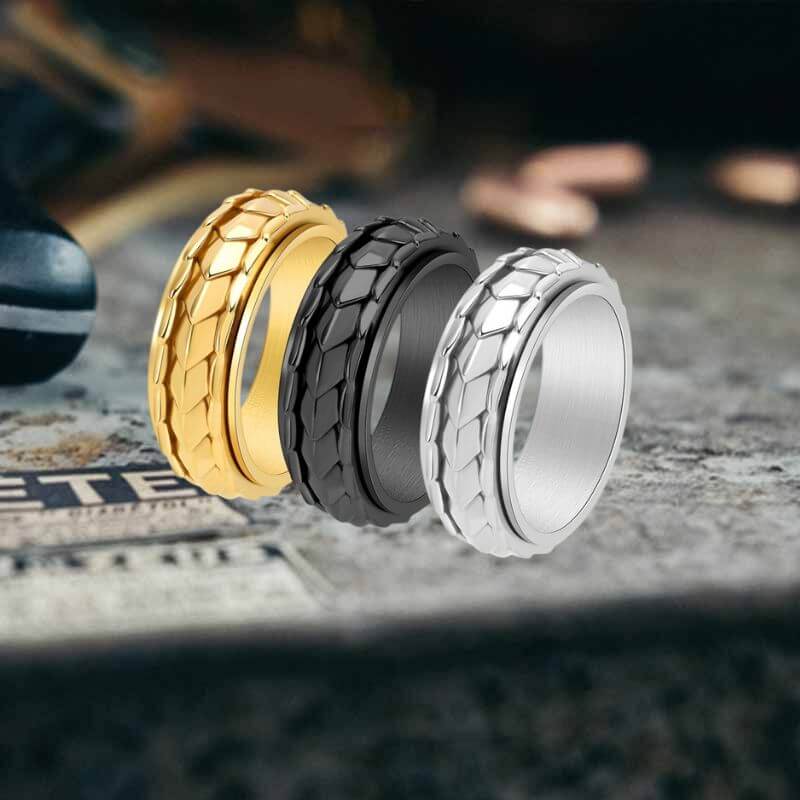 Creative Dragon Scale Stainless Steel Spinner Ring | Gthic.com