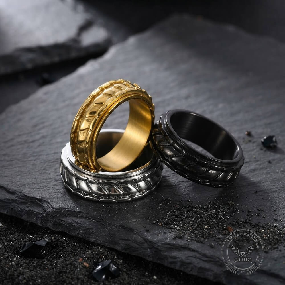  Creative Dragon Scale Stainless Steel Spinner Ring | Gthic.com