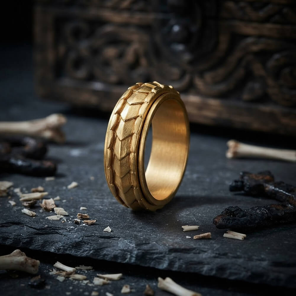 Creative Dragon Scale Stainless Steel Spinner Ring