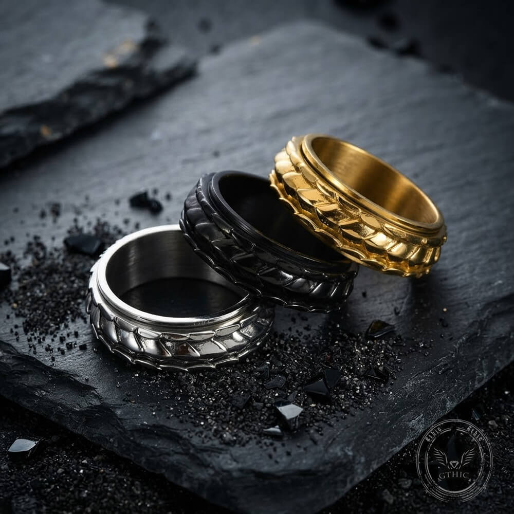 Creative Dragon Scale Stainless Steel Spinner Ring