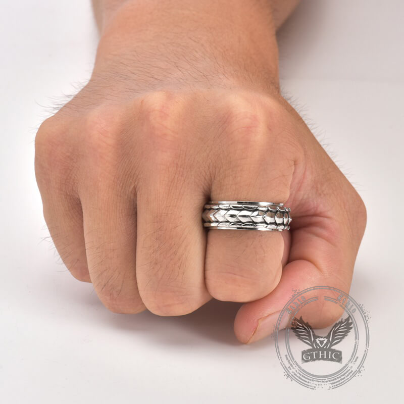 Creative Dragon Scale Stainless Steel Spinner Ring | Gthic.com