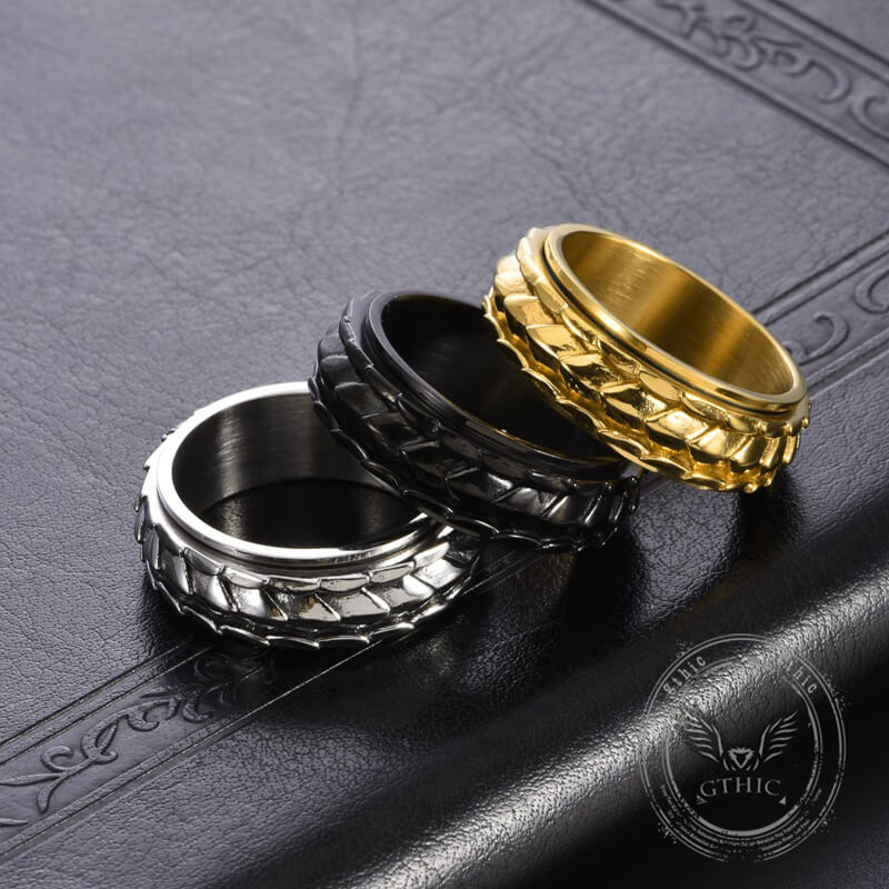 Creative Dragon Scale Stainless Steel Spinner Ring | Gthic.com