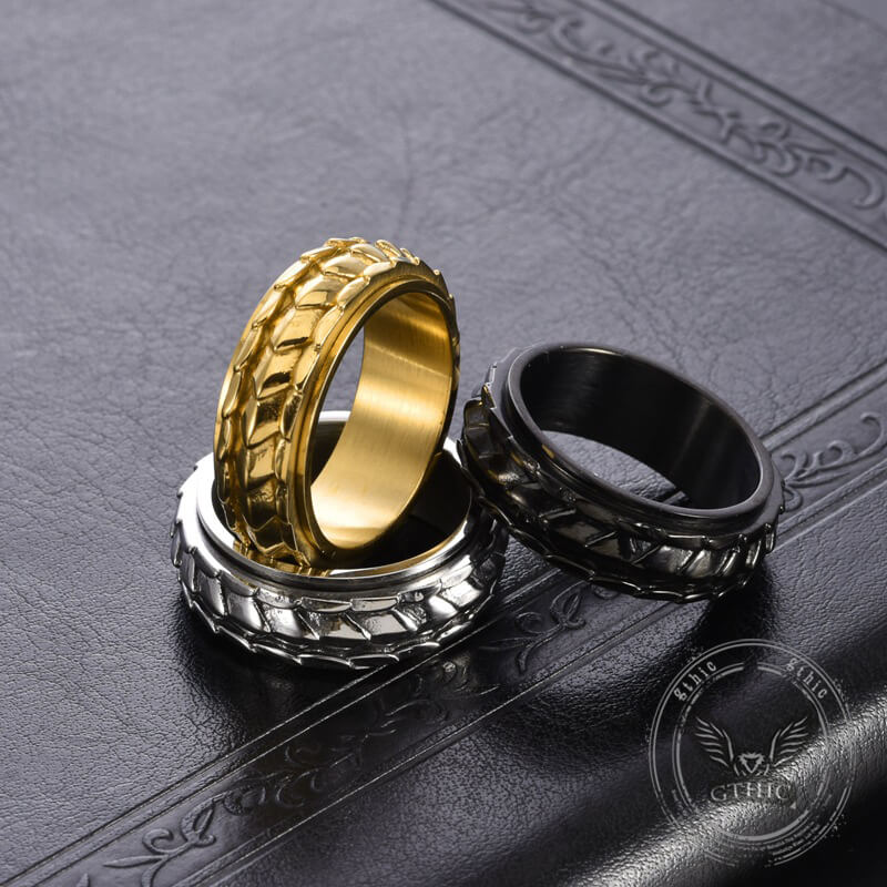 Creative Dragon Scale Stainless Steel Spinner Ring | Gthic.com