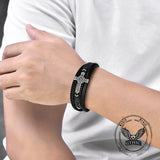 Creative Punk Cross Multi-Layer Braided Leather Bracelet | Gthic.com