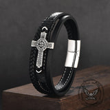 Creative Punk Cross Multi-Layer Braided Leather Bracelet | Gthic.com