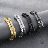 Creative Punk Wire Nail Stainless Steel Byzantine Bracelet | Gthic.com