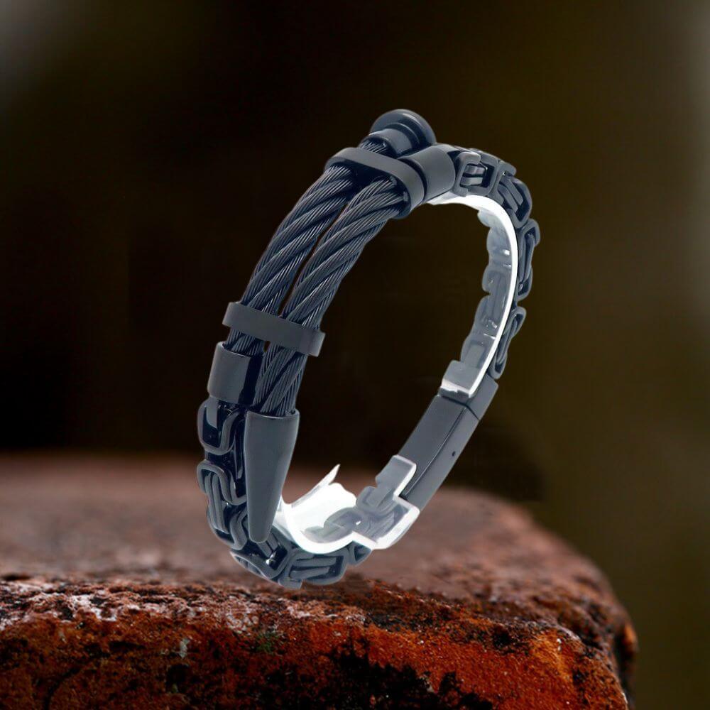 Creative Punk Wire Nail Stainless Steel Byzantine Bracelet