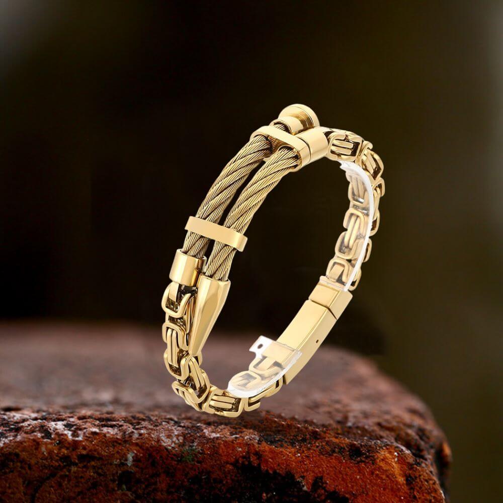 Creative Punk Wire Nail Stainless Steel Byzantine Bracelet