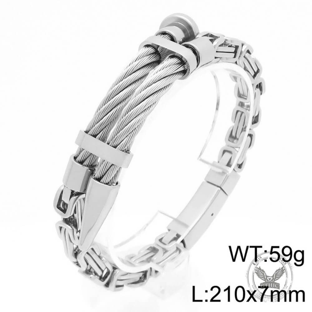YAZILIND Stainless Steel Byzantine Zigzag Bracelet - Geometric Fashion Jewelry For Women & Men, Silver/Gold Tone - View #3