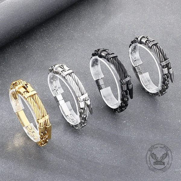 Creative Punk Wire Nail Stainless Steel Byzantine Bracelet | Gthic.com