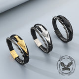 Creative Round Bead Chain Stainless Steel Arrow Leather Bracelet | Gthic.com