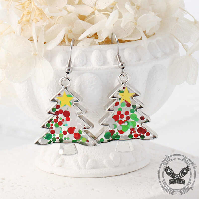 Creative Sequin Christmas Tree Resin Earrings | Gthic.com